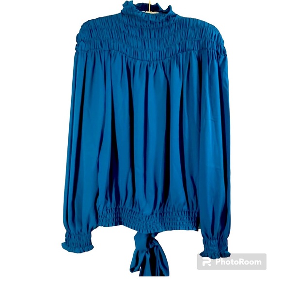 Venus XS High neck, back tie, beautiful long sleeve blouse - Picture 1 of 8